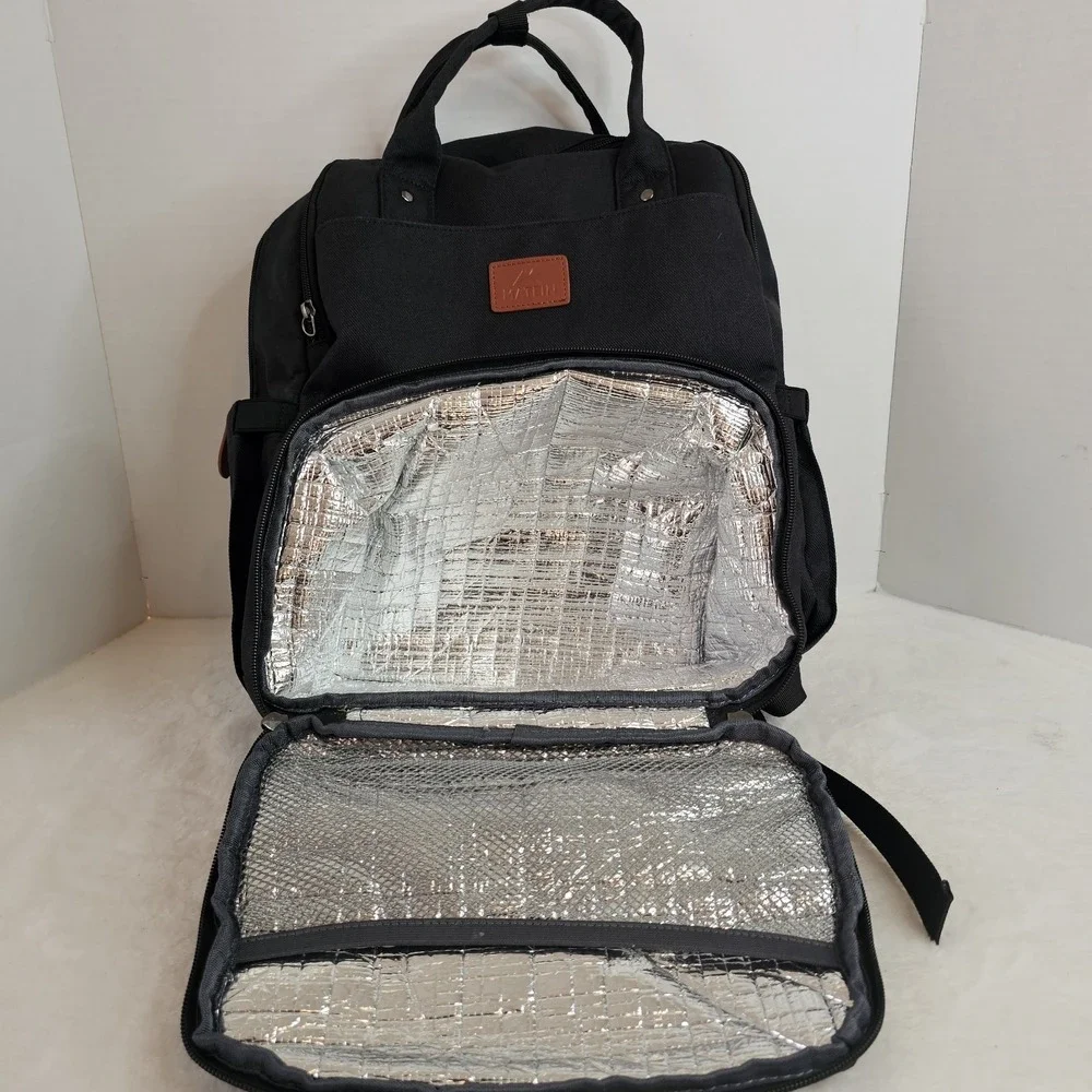 Matein Lunch Backpack with Insulated Cooler Compartment Black Laptop Bag USB